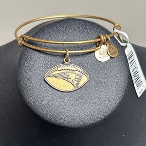 NWT Alex and Ani NFL New England Patriots Gold Football Charm Bangle Bracelet